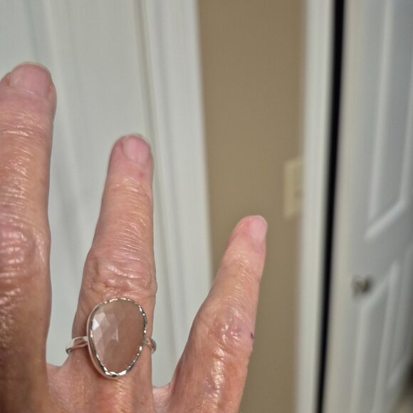 TOKEN GOLD - Brand.  Sterling silver ring.  Pink quartz stone - Picture 2 of 2